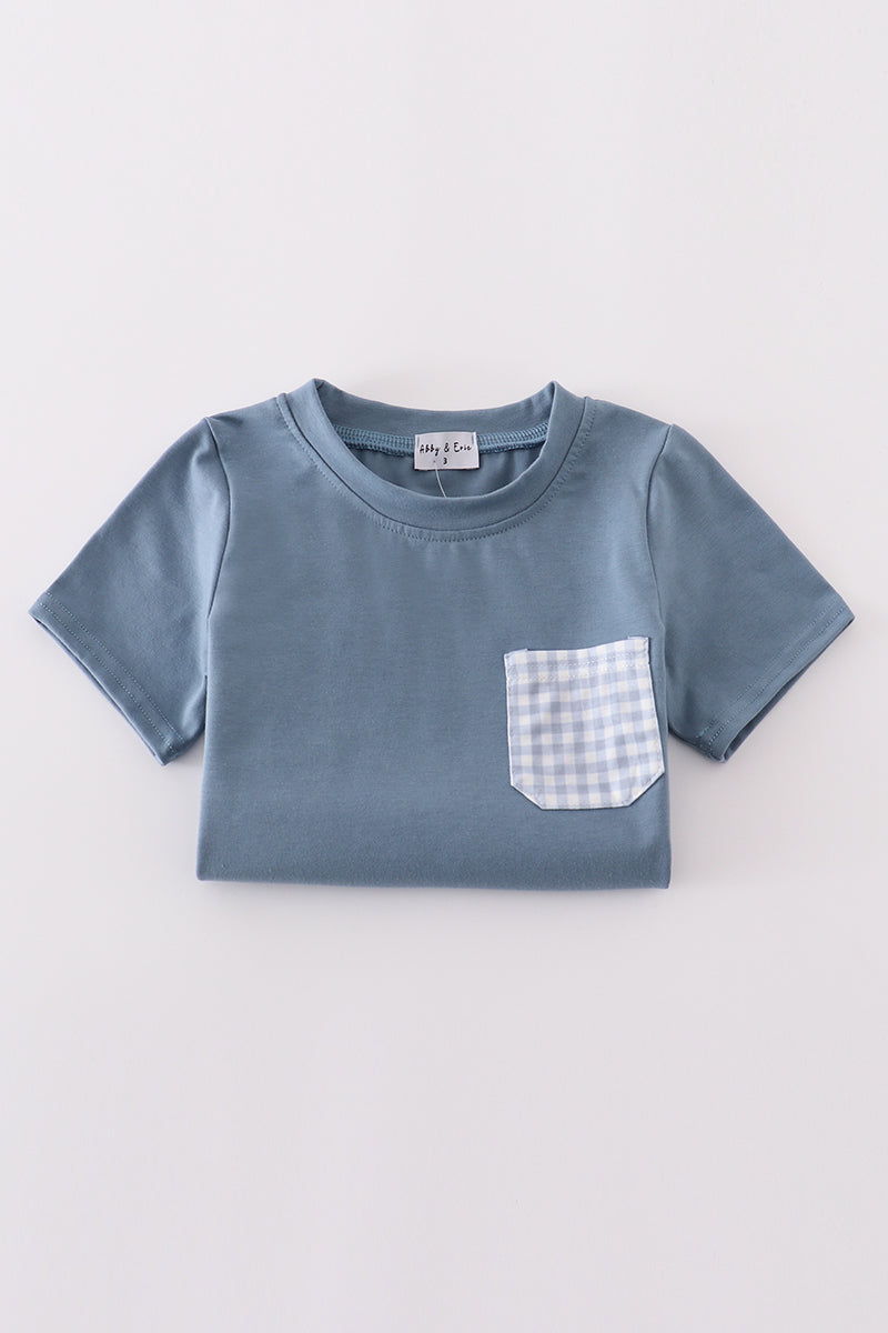 Blue Gingham Shorts Set