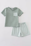 Sage Gingham Shorts Set