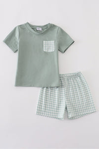 Sage Gingham Shorts Set
