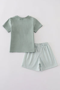 Sage Gingham Shorts Set