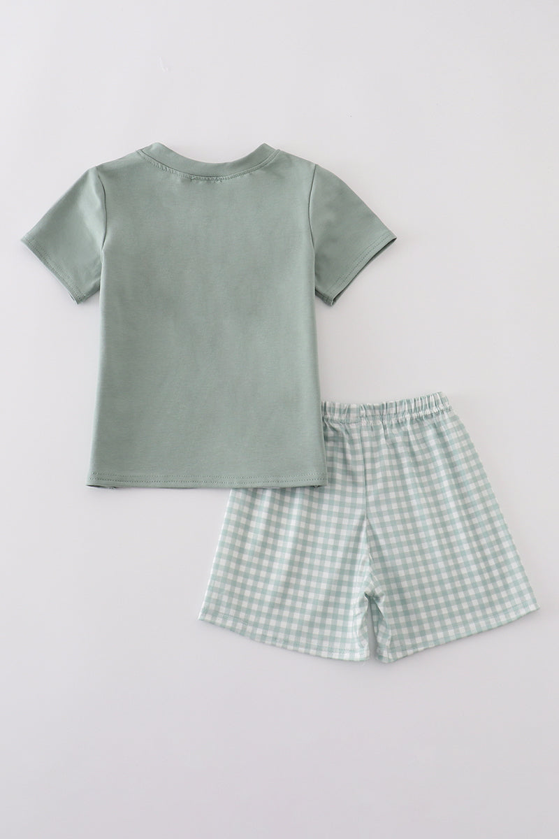 Sage Gingham Shorts Set