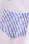 Blue Stripe Seersucker Polo 2 Piece Shorts Set