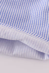 Blue Stripe Seersucker Polo 2 Piece Shorts Set