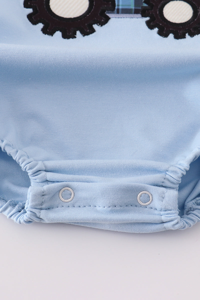 Blue Tractor Appliqué Bubble