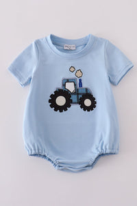 Blue Tractor Appliqué Bubble