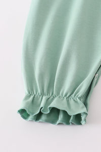 Sage Pumpkin French Knot Ruffle Romper