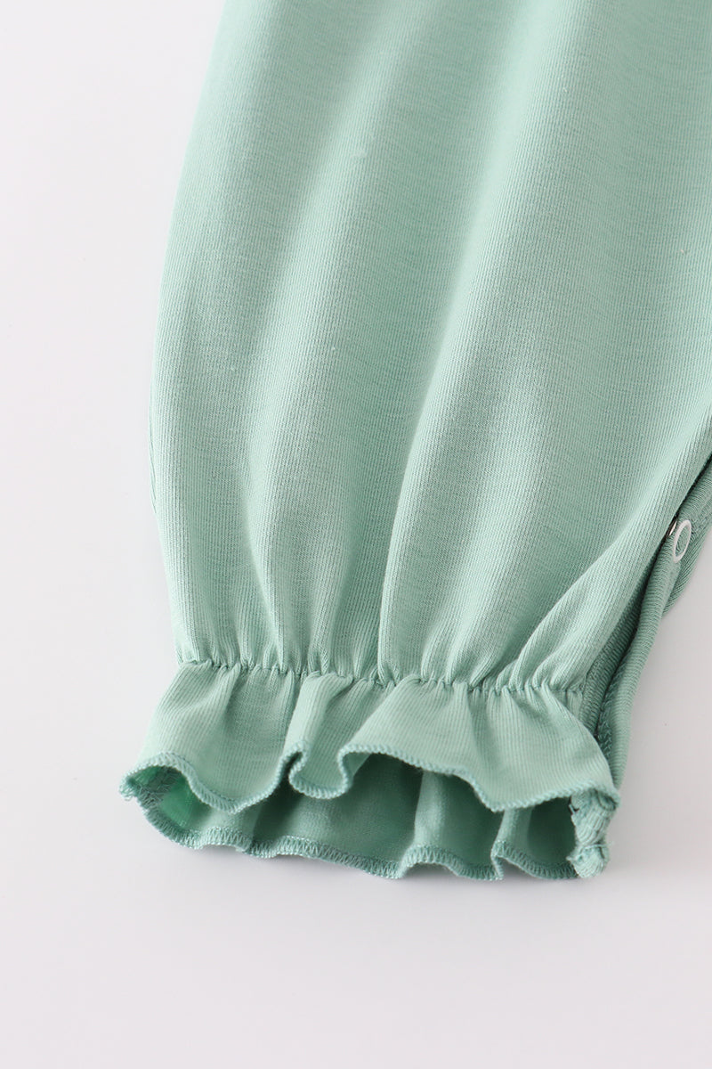 Sage Pumpkin French Knot Ruffle Romper