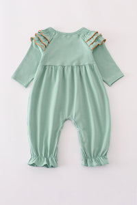 Sage Pumpkin French Knot Ruffle Romper
