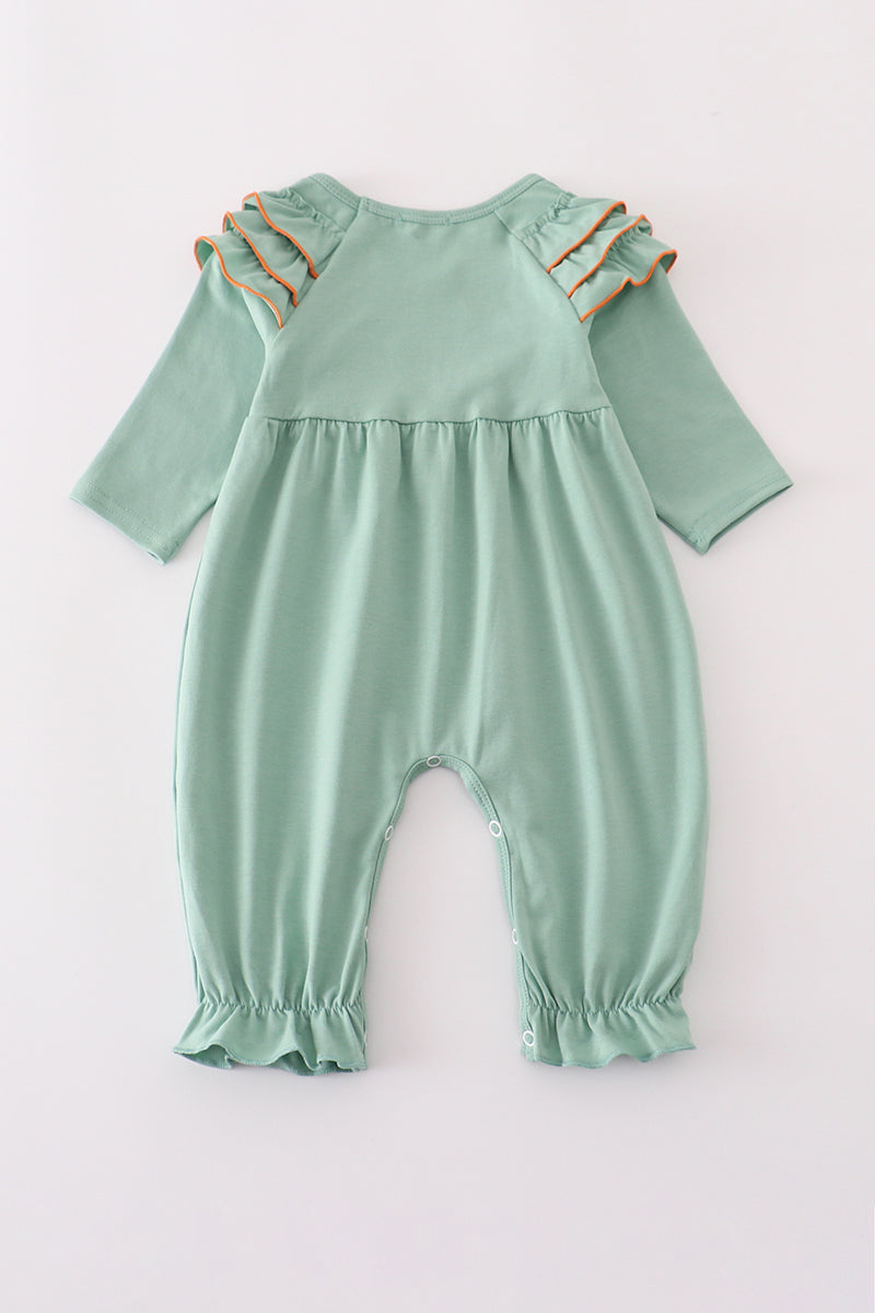 Sage Pumpkin French Knot Ruffle Romper
