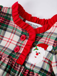 Christmas Plaid Santa Applique Bubble