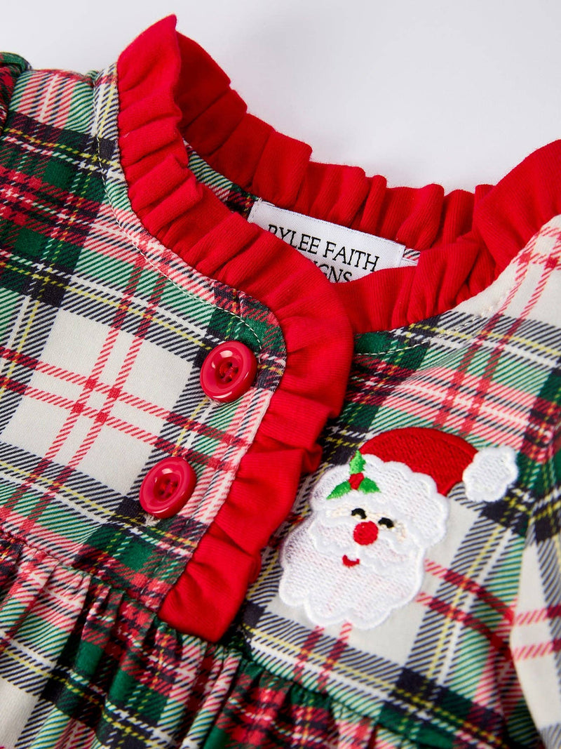 Christmas Plaid Santa Applique Bubble