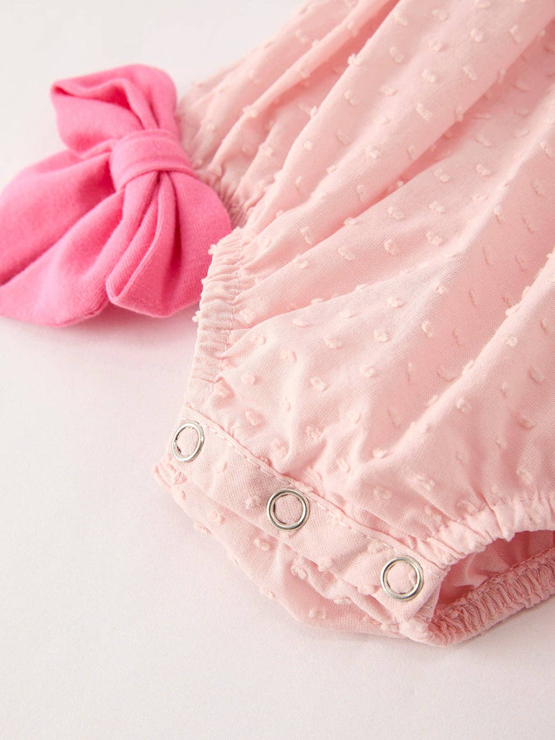 Pink Ghost Embroidery Smocked Bubble