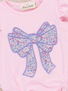 Bow Floral Applique Ruffle Bubble