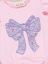 Bow Floral Applique Ruffle Bubble
