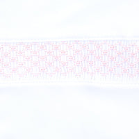 Essentials White with Pink Trim Smocked Footie