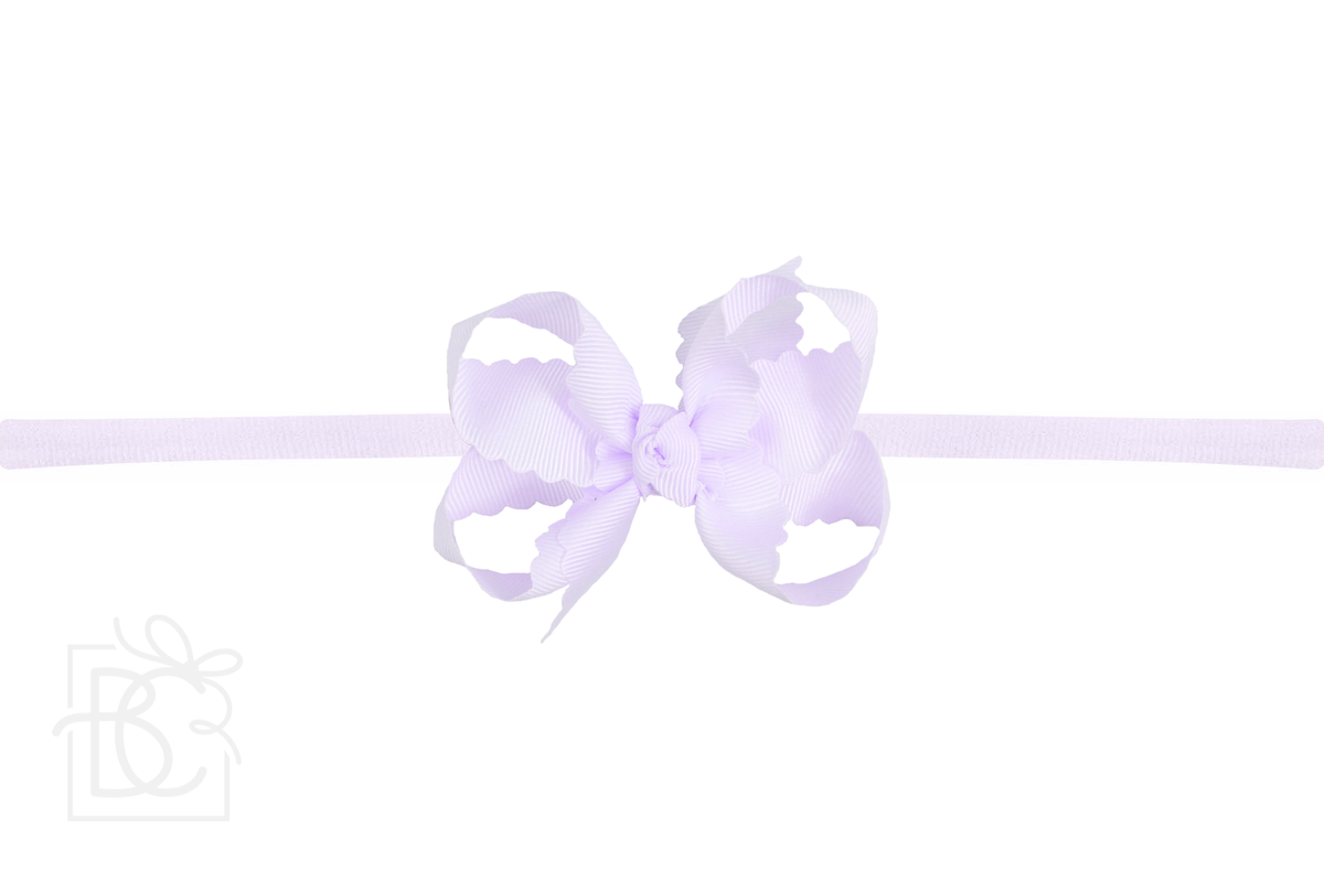 Nylon Headband w/ Scalloped Bow (Mult. Colors)