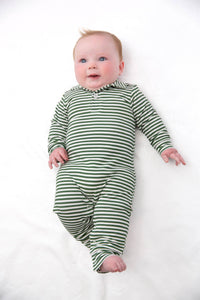 Stripes (Green) Sweatshirt Polo Romper