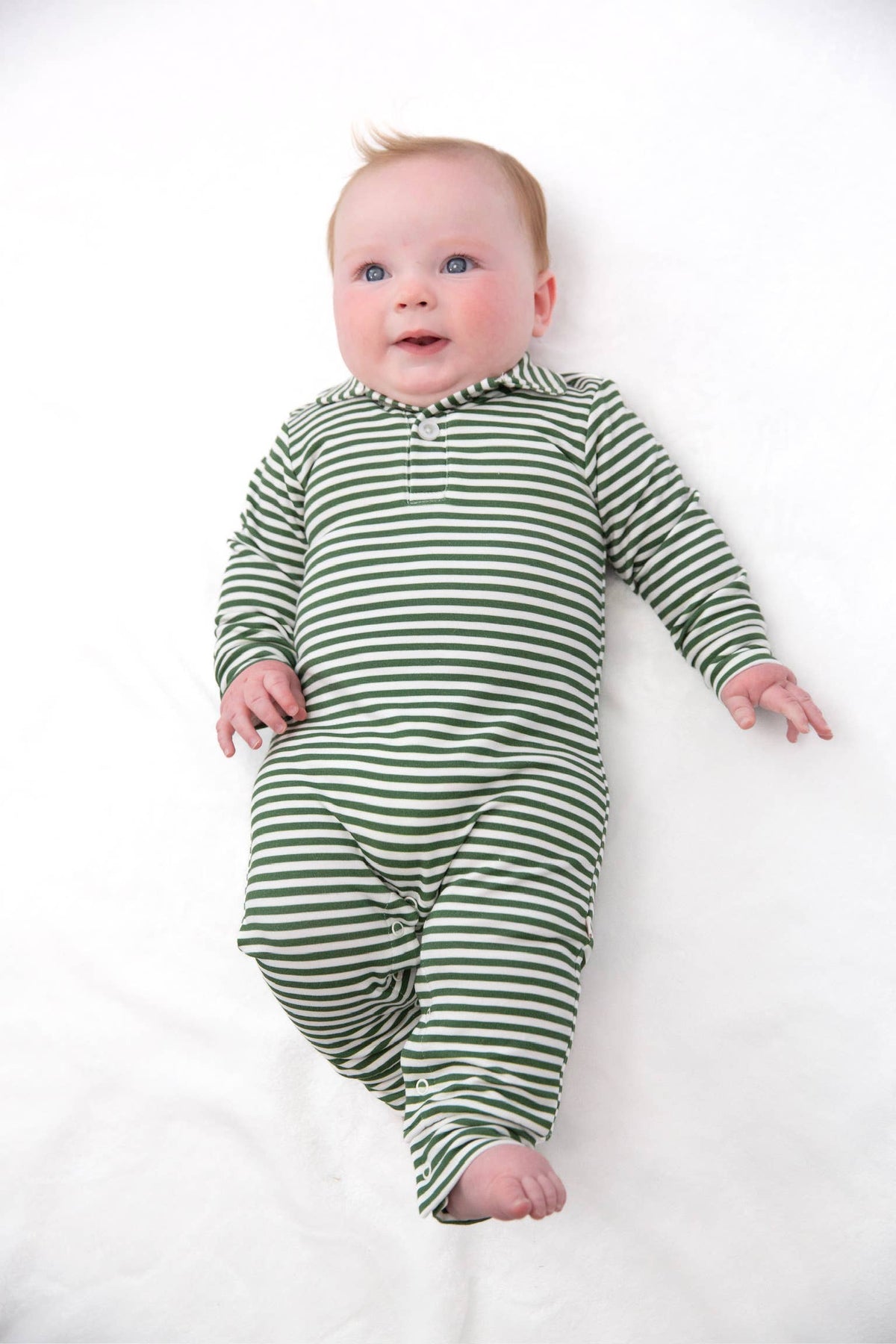 Stripes (Green) Sweatshirt Polo Romper