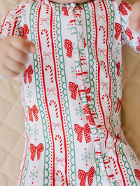 Retro Candy Cane Bamboo Zip Romper