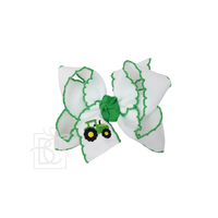 Embroidered Tractor 4.5" Large Hair Bow