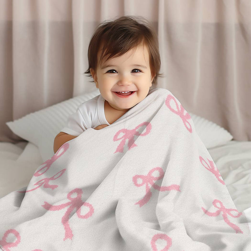 Pink Bow Luxury Soft Throw Blanket