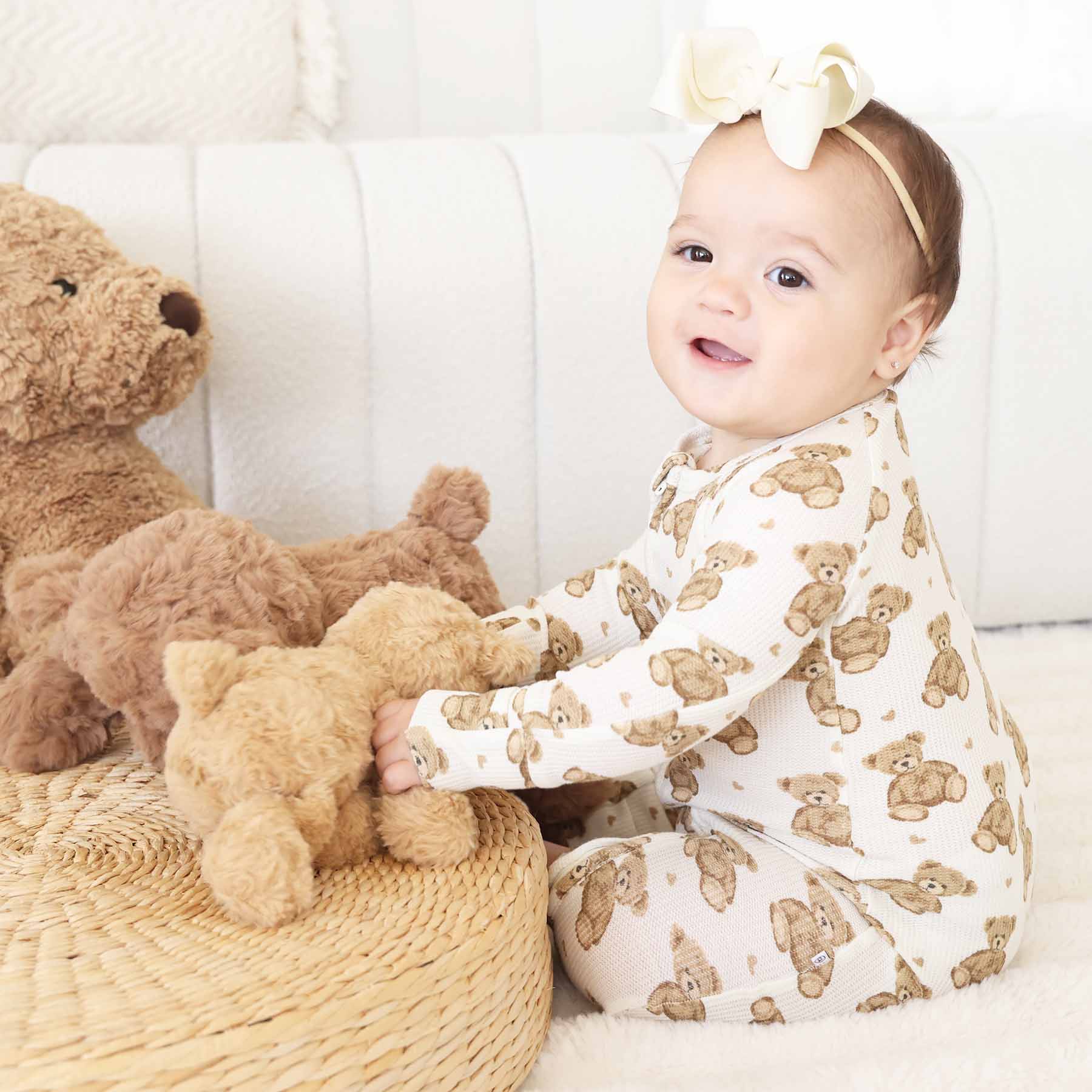 Beary Sweet Bamboo Waffle Convertible Zip Romper
