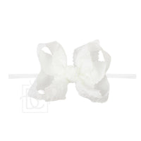 1/4" Pantyhose Headband w/Scalloped Edge Lace Flower Bow