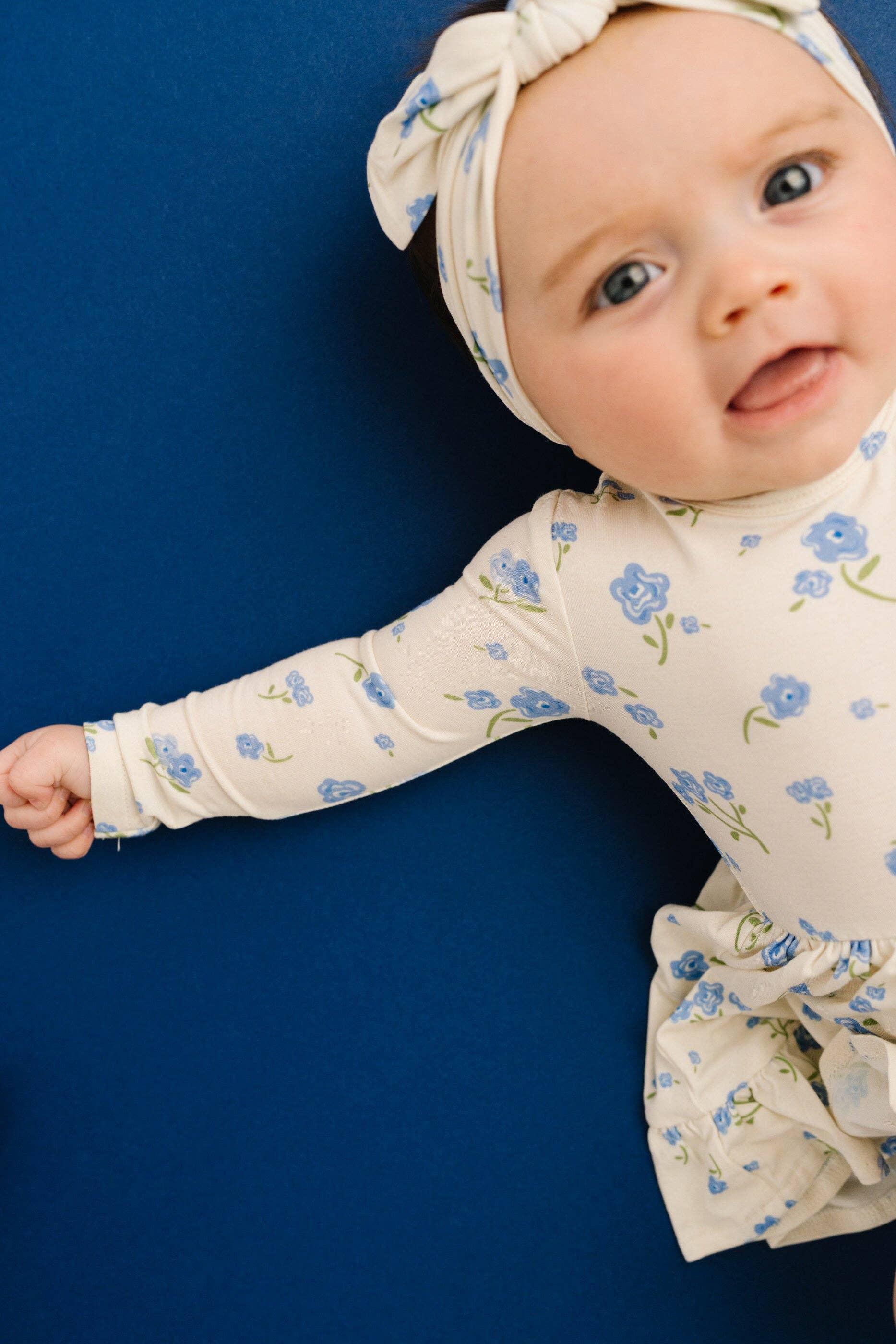 Blue Blooms Bodysuit Bamboo Dress