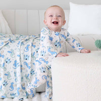 Dragon Adventure Zipper Footie | Blue