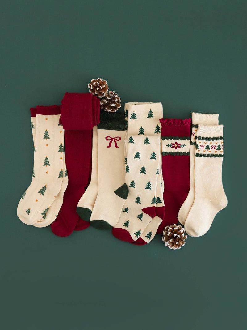 Tree Farm Scalloped Knee Socks