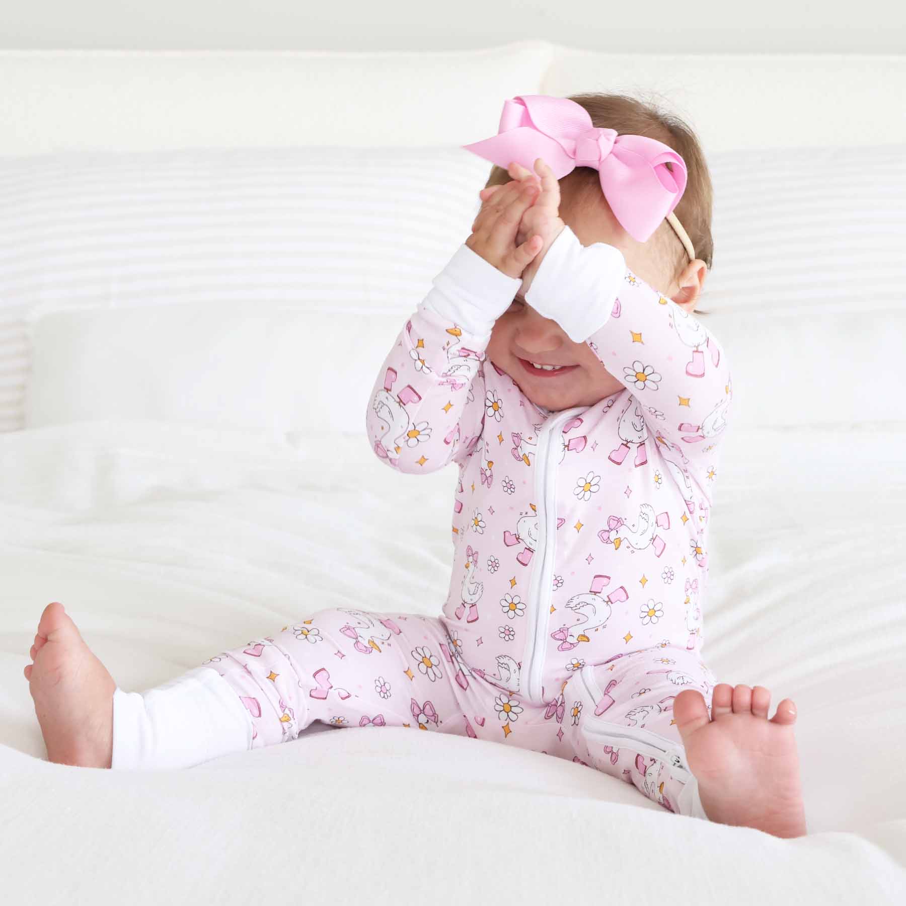 Silly Goose Convertible Zip Romper | Pink