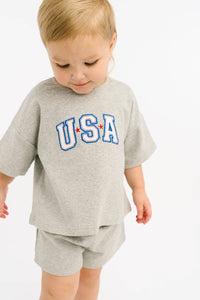 Gray USA Embroidered Slouchy Set