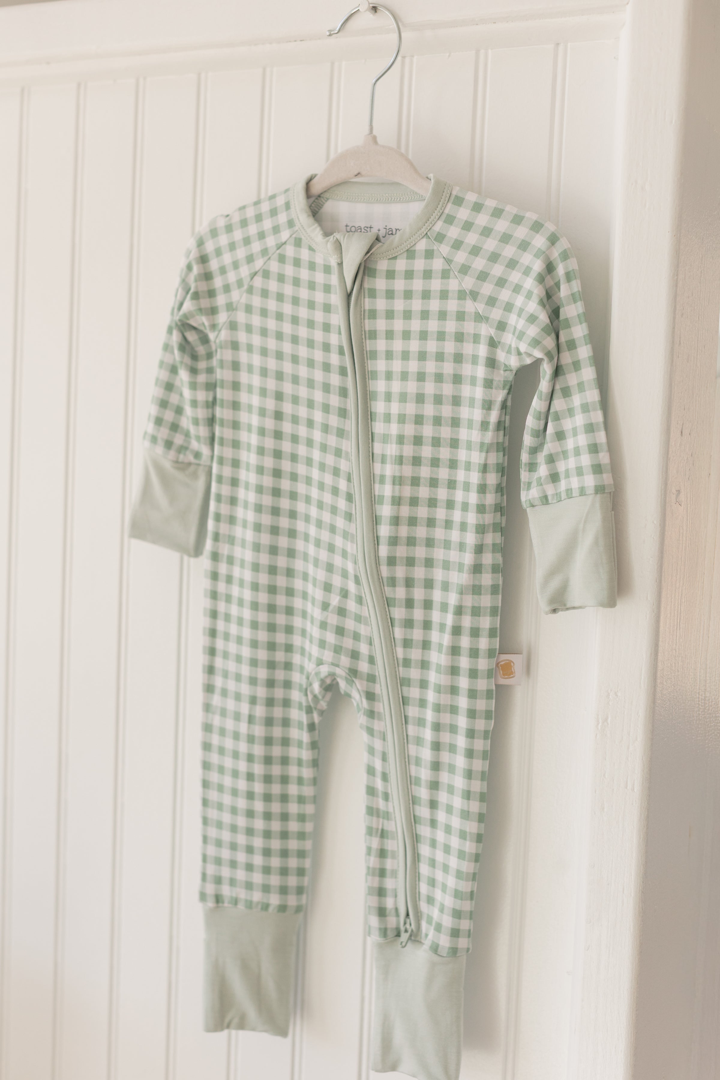 Sage Gingham Zipper Sleeper