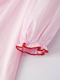 Heart Neck Smocked Embroidery Dress