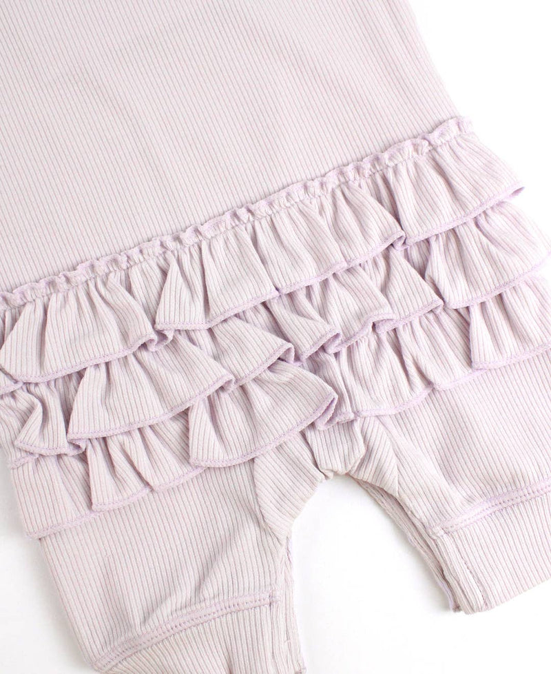 Lavender Knit Ruffle Henley Jumpsuit