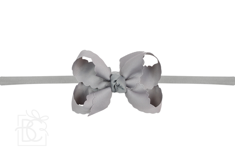 Nylon Headband w/ Scalloped Bow (Mult. Colors)