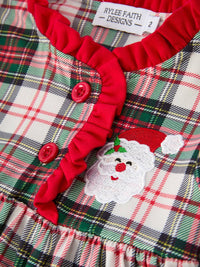 Christmas Plaid with Santa Applique Dress