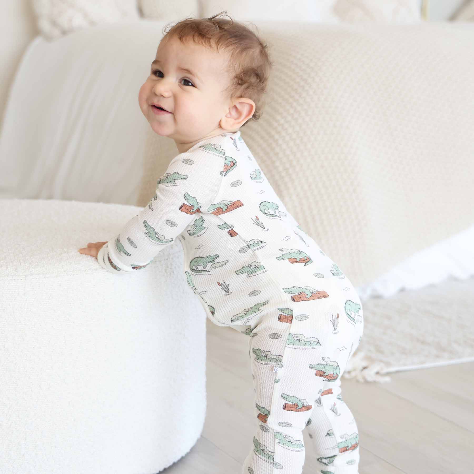 Later Gator Bamboo Waffle Convertible Zip Romper