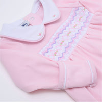Hazel Smocked Footie - Pink