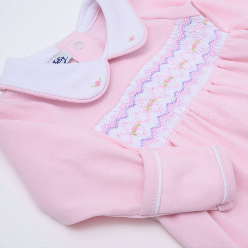 Hazel Smocked Footie - Pink