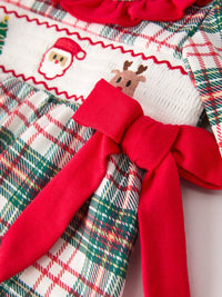 Christmas Plaid Smocked Bloomer Set