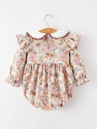 Fall Floral Peter Pan Collar Bubble Romper