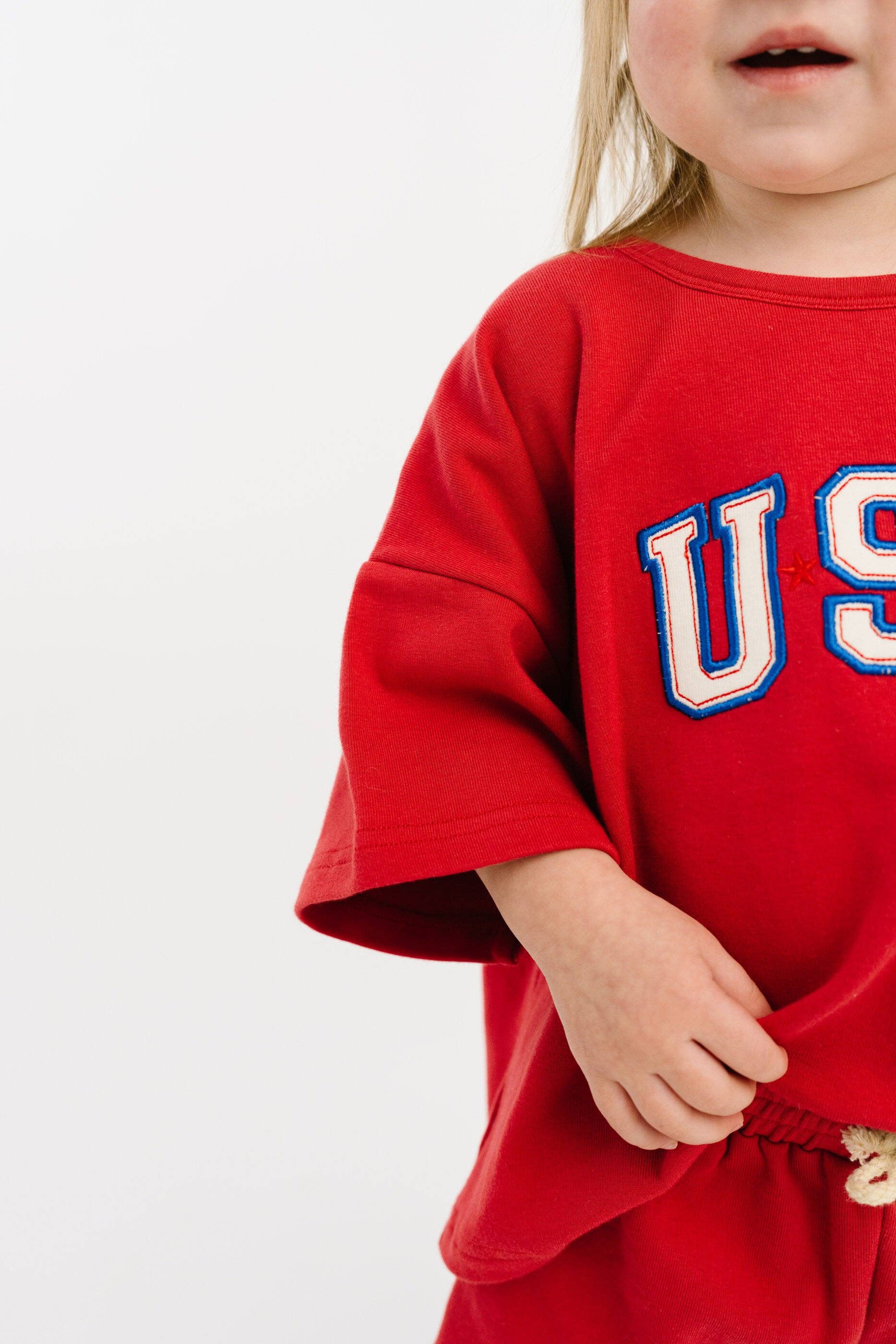 Red USA Embroidered Slouchy Set