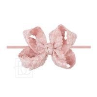 1/4" Pantyhose Headband w/Scalloped Edge Lace Flower Bow