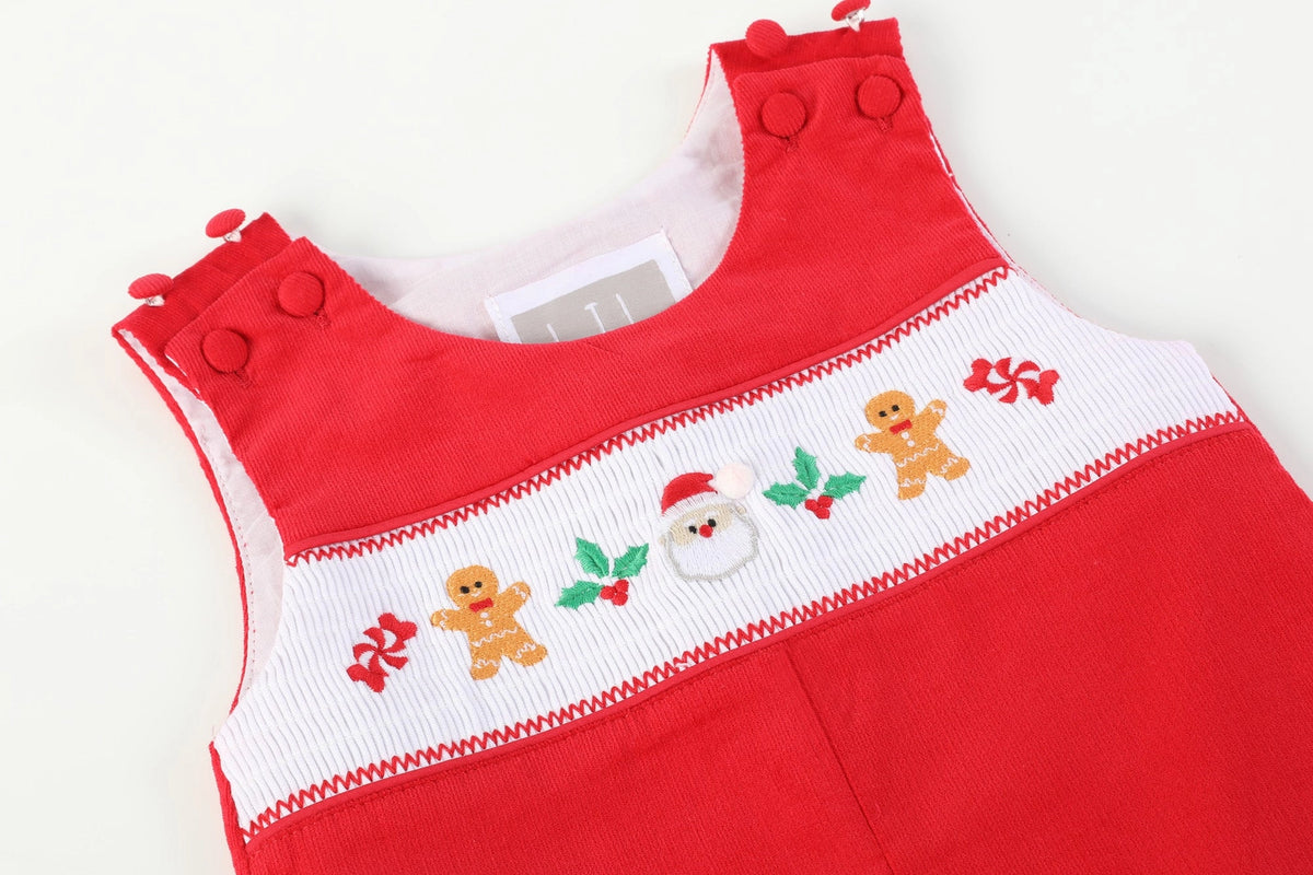 Red Velvet Christmas Smocked Overalls