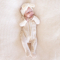 Lovely Leopard Bamboo Waffle Zipper Ruffle Footie