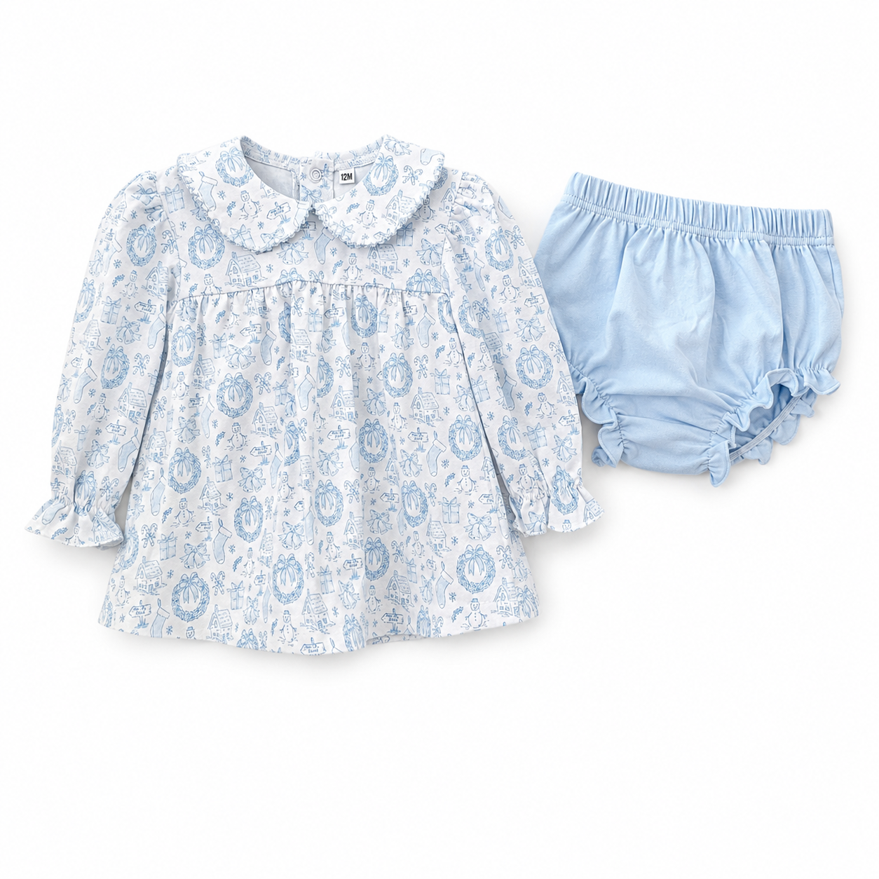Blue Christmas Toile Bloomer Set