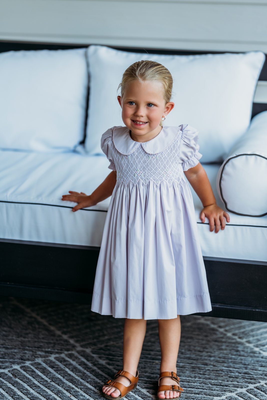 Lilac Smocked Geo Dress