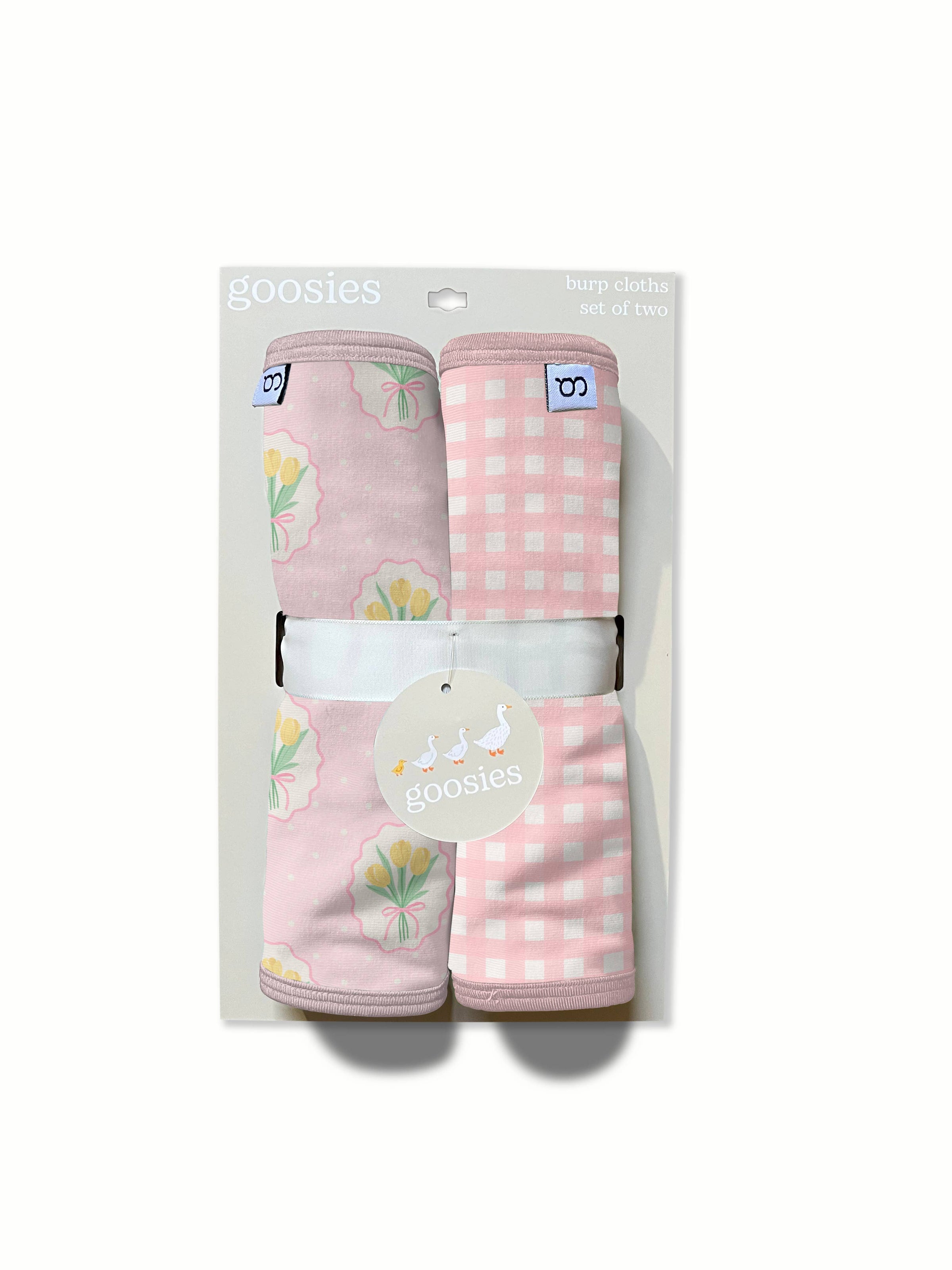 Fancy Tulips (Cottage Pink) Burp Cloth Set