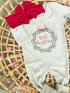 Baby Romper | Sage Green First Christmas Wreath Outfit